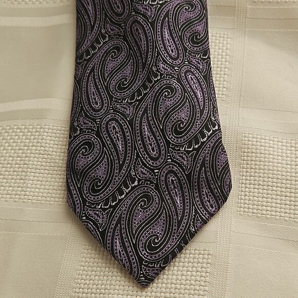 Bellissimo Silk Tie Purple/ Black - Picture 3 of 16